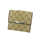 【秋SALEクーポン】グッチ Wホック財布 二つ折り財布 ロゴプレート付き GGキャンバス ベージュ×ブラウン×シルバー GUCCI ホックサイフ ホック財布 財布 サイフブランド財布 ユニセックス 小物 人気 男性 女性 【グッチ】 T16195 【中古】(4)