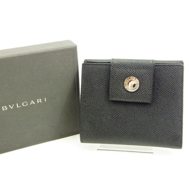 【スプリングセール30％OFF】ブルガリ Wホック財布 ブルガリ ブラック レザー BVLGARI ホックサイフ ホック財布 財布 サイフ財布 ユニセックス 小物 【ブルガリ】 T14740 【中古】