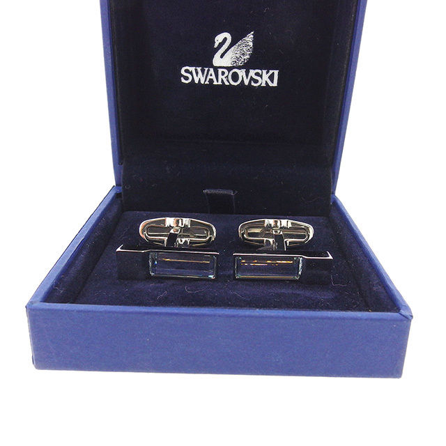 【楽天スーパーSALE 最大50%OFF】スワロフスキー SWAROVSKI カフス メンズ クリアブルー×シルバー クリスタルガラス×シルバー金具 【スワロフ...