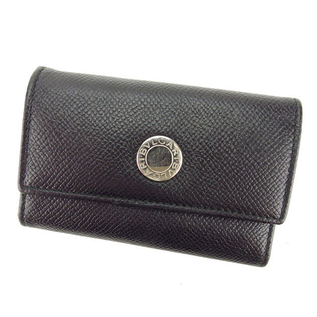 【スプリングセール30％OFF】ブルガリ BVLGARI キーケース 6連キーケース 0 ブラック×シルバー レザー 【ブルガリ】 T10961 【中古】