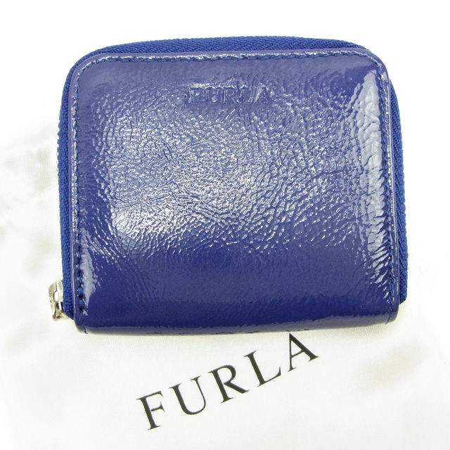 【スプリングセール30％OFF】フルラ FURLA コインケース ケース メンズ可 ブルー パテントレザー 【フルラ】 T13049 【中古】