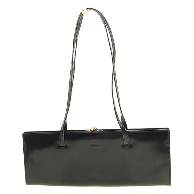 【スプリングセール30％OFF】フルラ ショルダーバッグ バック がま口 ブラック×ゴールド レザー FURLA 【フルラ】 t10944s 【中古】