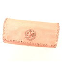 【春の大感謝祭 30％OFF】トリバーチ 長財布 ファスナー付き長財布 ロゴマーク ピンク×ゴールド レザー Tory Burch 長サイフ サイフ 収納 ユニセックス 小物 【トリバーチ】 T11166 【中古】