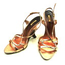 【スプリングセール】ミュウミュウ miu miu サンダル #37 1 2 レディース メタリックピンク レザー 【ミュウミュウ】 T15430 【中古】