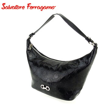 【中古】 サルヴァトーレ フェラガモ Salvatore Ferragamo ショルダーバッグ ワンショルダー ガンチーニ レディース メンズ ブラック シルバー クリスマス プレゼント バック ブランド 人気 収納 在庫一掃 1点物 兼用 男性 女性 良品 P808