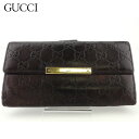 【新春初売り】グッチ 長財布 Wホック 財布 レディース メンズ グッチシマ ブラウン ゴールド レザー Gucci 【グッチ】 q612s 【中古】