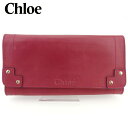 【スプリングセール】クロエ 長財布 ファスナー付き 財布 レディース エデン レッド ベージュ ゴールド 合皮 Chloe 【クロエ】 q615s 【中古】