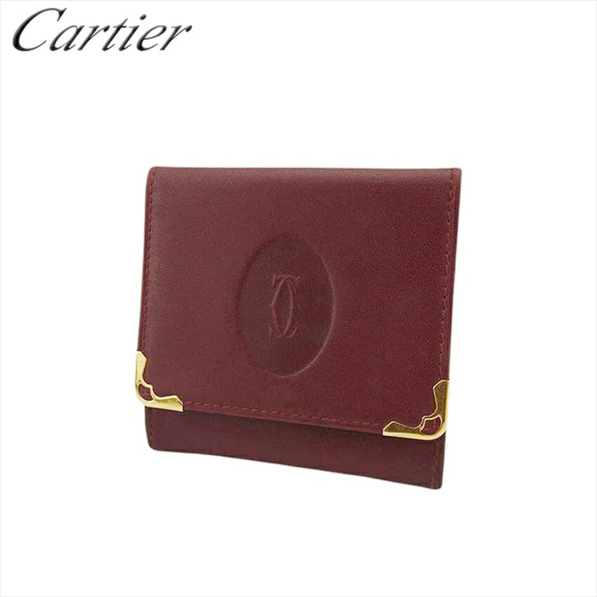 【スプリングセール30％OFF】【中古】 カルティエ コインケース 小銭入れ マストライン マストライン ボルドー×ゴールド レザー Cartier L4064