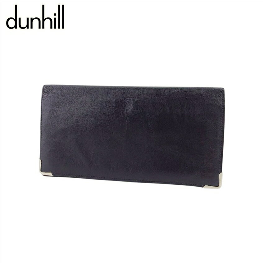 【スプリングセール30％OFF】【中古】 ダンヒル 長札入れ 長財布 ブラック×シルバー レザー dunhill Q806