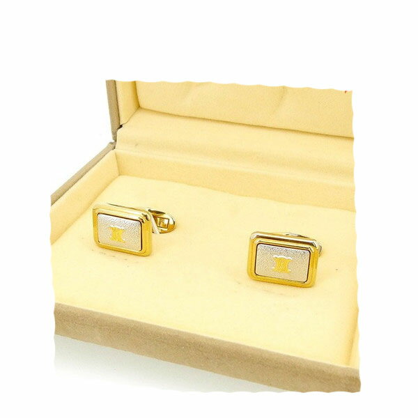 【楽天スーパーSALE 最大50%OFF】セリーヌ CELINE カフス スクエアフォルム メンズ ゴールド×シルバー 【セリーヌ】 T15199 【中古】 ブ...