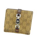 【中古】 グッチ GUCCI Wホック財布 二つ折り財布 ブラウン系 035・208437 レディース メンズ ユニセックス サイフ 小物 ブランド 人気 贈り物 財布 収納 在庫一掃 迅速発送 在庫処分 男性 女性 良品 1点物 T15340 .