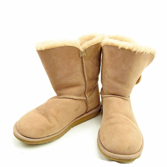 【楽天スーパーSALE】 【30％オフ】 【中古】 アグ ブーツ シューズ 靴 ♯22 ムートン ベイリーボタン ベージュ シープスキン UGG 【アグ】 t424s