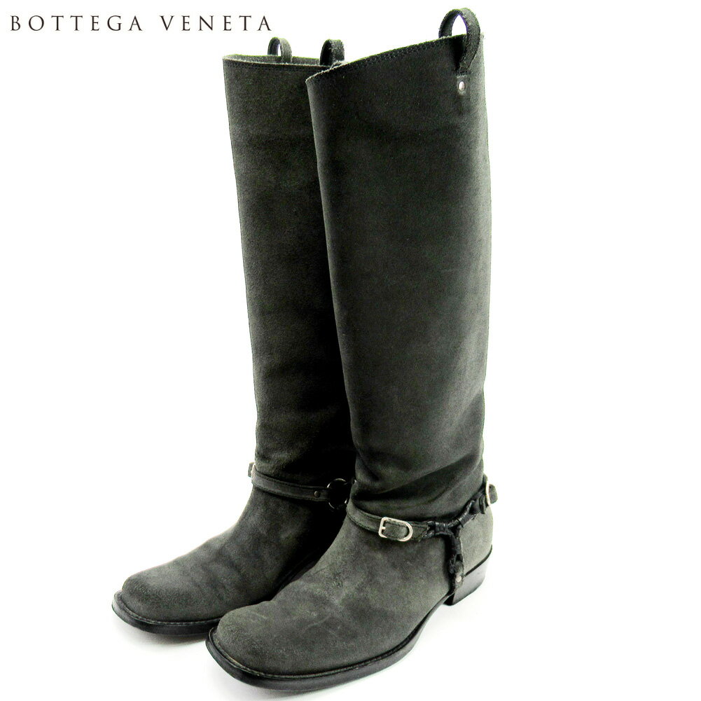 【楽天スーパーSALE】ボッテガ ヴェネタ BOTTEGA VENETA ブーツ シューズ 靴 レディース #38ハーフ グレー 灰色 スエード×レザー 【ボッテガ・ヴェネタ】 C3583 【中古】