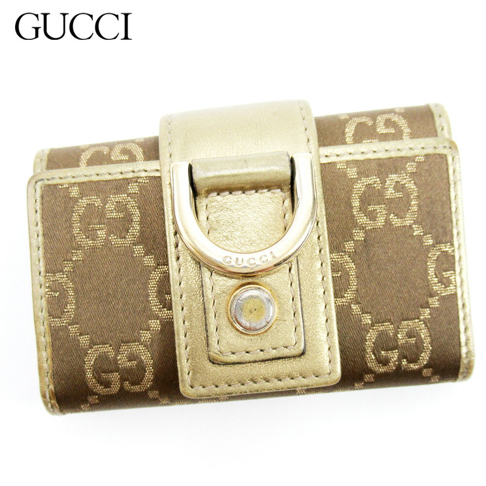 【スプリングセール30％OFF】グッチ Gucci キーケース レディース メンズ ゴールド キャンバス×レザー 【グッチ】 C3606 【中古】