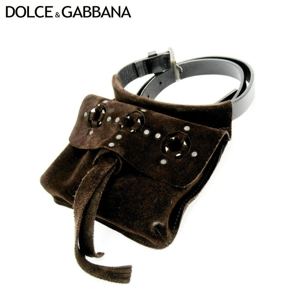 【スプリングセール30％OFF】ドルチェ&ガッバーナ DOLCE&GABBANA ウエストポーチ ウエスト バッグ バック レディース ドルガバ ブラウン スエード×レザー 【ドルチェ&ガッバーナ】 T10091 【中古】