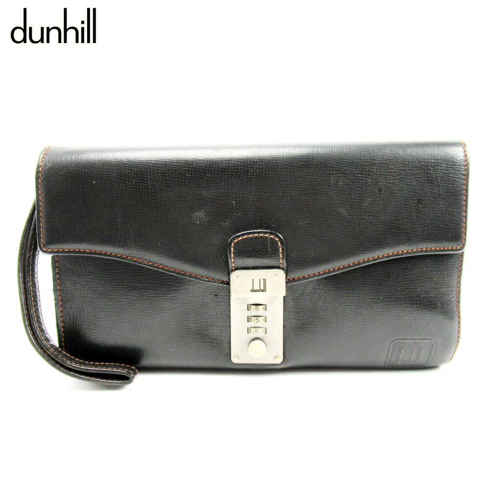 【スプリングセール30％OFF】ダンヒル クラッチバッグ バック セカンドバッグ バック ブラック レザー dunhill セカンドバッグ バック ファッション 収納バッグ バック 【ダンヒル】 T10094 【中古】