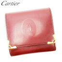 【冬のTHEセール 30%OFF】カルティエ Cartier コインケース ケース 小銭入れ レディース メンズ ボルドー レザー 【カルティエ】 T10117 【中古】