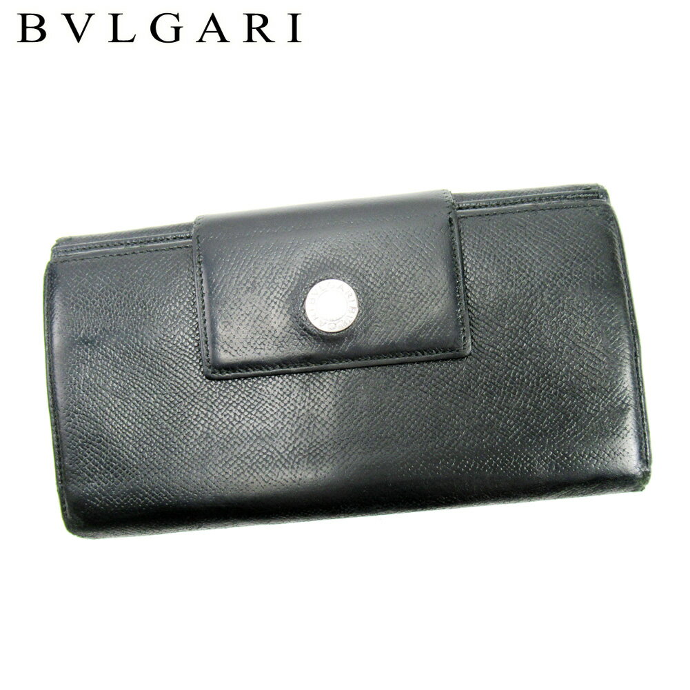 【スプリングセール30％OFF】ブルガリ 長財布 Wホック ブルガリブルガリ ブラック レザー BVLGARI 【ブルガリ】 t10121s 【中古】