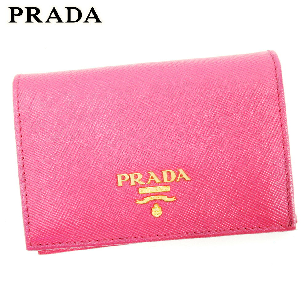 【スプリングセール30％OFF】プラダ PRADA カードケース カード 名刺入れ レディース ピンク レザー 【プラダ】 T10140 【中古】