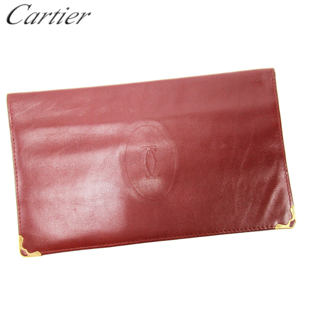 【スプリングセール30％OFF】カルティエ 長札入れ 長財布 マストライン ボルドー レザー Cartier 【カルティエ】 t10154s 【中古】