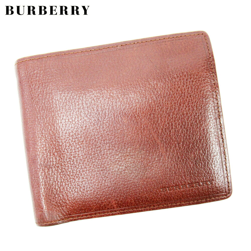 【スプリングセール30％OFF】バーバリー 二つ折り 財布 財布 ブラウン レザー BURBERRY 【バーバリー】 t10171s 【中古】