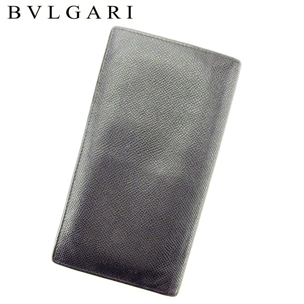 【スプリングセール30％OFF】ブルガリ 長札入れ 札入れ ロゴ入り クラシコ ブラック レザー BVLGARI 【ブルガリ】 t10314s 【中古】