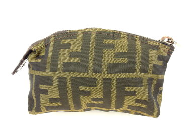【中古】 フェンディ FENDI ポーチ 化粧ポーチ レディース メンズ ブラック ベージュ ブラウン キャンバス×レザー T10357 .