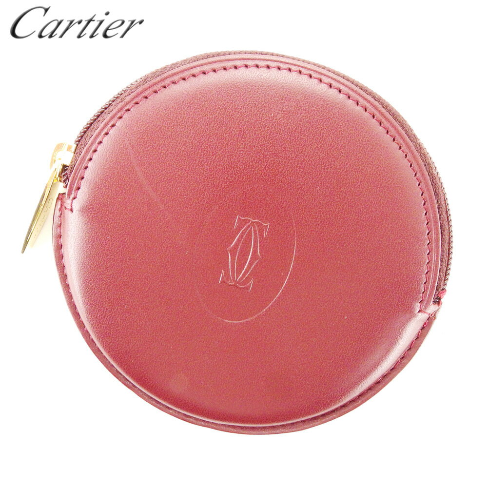 【スプリングセール30％OFF】カルティエ コインケース ケース 小銭入れ ラウンドフォルム マストライン ボルドー ゴールド レザー Cartier 【カルティエ】 t10358s 【中古】