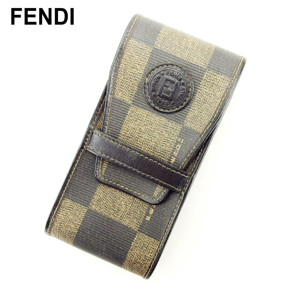 【スプリングセール30％OFF】フェンディ FENDI シガレットケース タバコケース 小物入れ レディース メンズ ブラック ベージュ PVC×レザー 【フェンディ】 T10362 【中古】