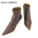 【スプリングセール30％OFF】ドルチェ&ガッバーナ DOLCE&GABBANA ブーツ シューズ 靴 レディース ♯35 ドルガバ ポインテッドトゥ ブラウン ゴールド レザー 【ドルチェ&ガッバーナ】 T10373 【中古】