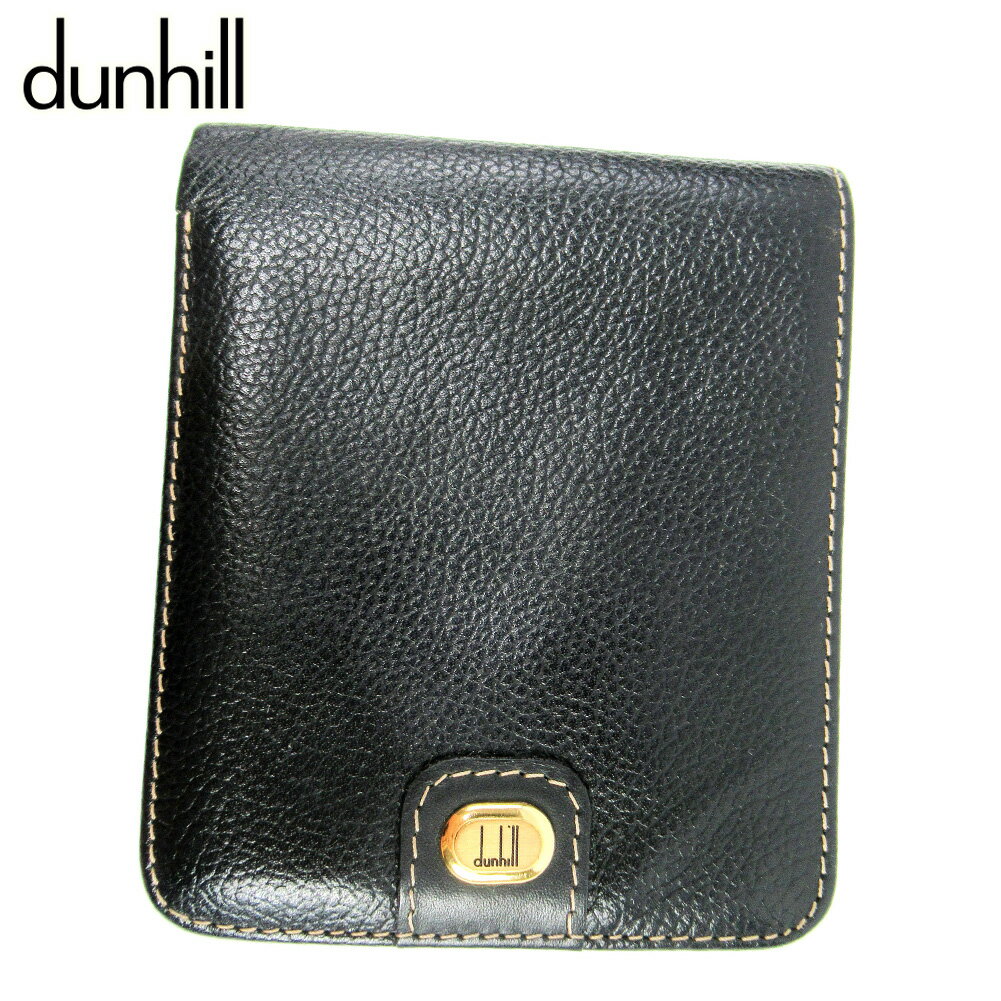 【スプリングセール30％OFF】ダンヒル dunhill 二つ折り 札入れ 二つ折り 財布 レディース メンズ ブラック レザー 【ダンヒル】 T10444 【中古】