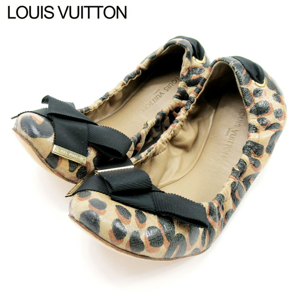 【スプリングセール30％OFF】ルイ ヴィトン Louis Vuitton パンプス バレエシューズ レディース #M ベージュ ブラック レザー 【ルイ・ヴィトン】 T10475 【中古】