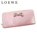 【冬のTHEセール 30%OFF】ロエベ 長財布 ラウンドファスナー リボンモチーフ ピンク レザー LOEWE 【ロエベ】 t10492s 【中古】