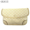 【スプリングセール】グッチ ポーチ 化粧ポーチ レディース マイクロGG ベージュ キャンバス×レザー Gucci 【グッチ】 t16731s 【中古】