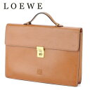 【春の大感謝祭 30％OFF】ロエベ ビジネスバッグ バック ブリーフケース メンズ アナグラム ブラウン レザー LOEWE 【ロエベ】 t16871s 【中古】