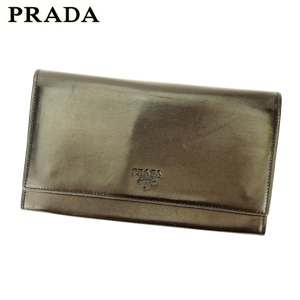 【スプリングセール30％OFF】プラダ 長財布 ファスナー付き 財布 ロゴ ブラック ナッパレザー PRADA 長サイフ サイフ 収納ブランド財布 ユニセックス 小物 【プラダ】 T17003 【中古】