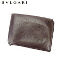 ブルガリ 二つ折り 札入れ 札入れ クラシコ ロゴ ブラウン レザー BVLGARI 【ブルガリ】 t17022s 【中古】