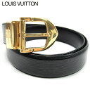 【スプリングセール】ルイ ヴィトン Louis Vuitton ベルト レディース メンズ サンチュールクラシック ブラック ゴールド エピレザ-×ゴ-ルド金具...