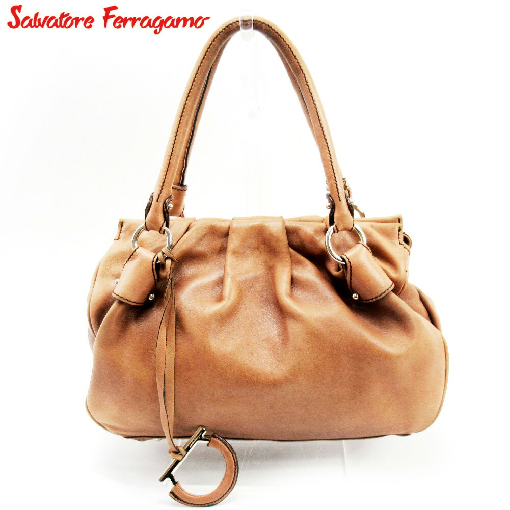 【スプリングセール30％OFF】サルヴァトーレ フェラガモ ハンドバッグ バック バッグ バック ガンチーニ ブラウン レザー Salvatore Ferragamo バック 手持ちバッグ バック ファッションバッグ バック 収納 【フェラガモ】 T17205 【中古】