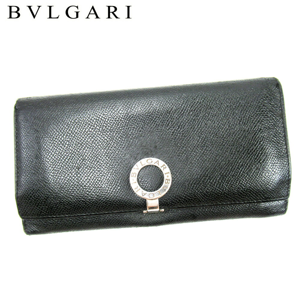 【スプリングセール30％OFF】ブルガリ 長財布 ファスナー付き 長財布 ブルガリブルガリ ブラック レザー BVLGARI 長サイフ サイフ 収納ブランド財布 ユニセックス 小物 【ブルガリ】 T17225 【中古】