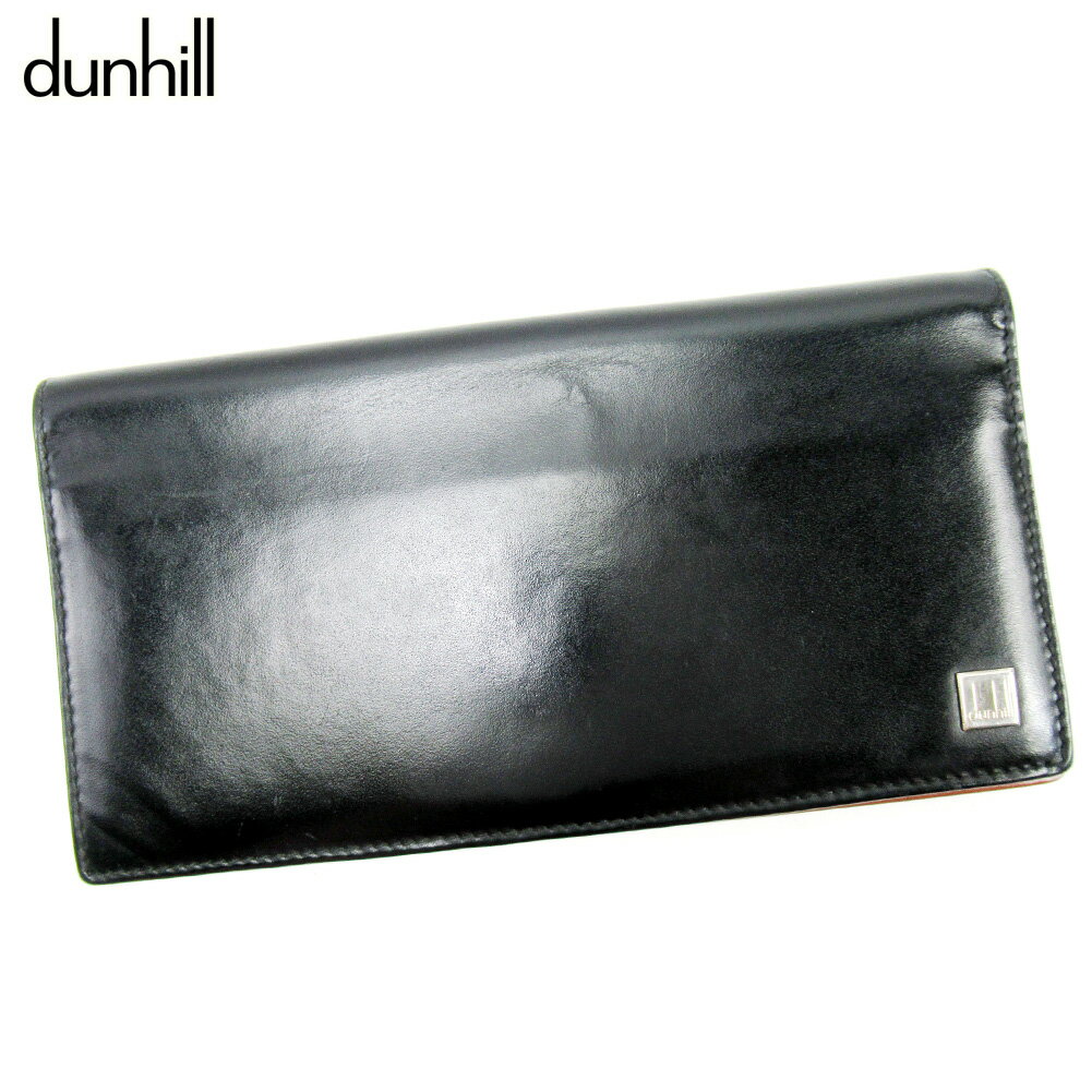 【スプリングセール30％OFF】ダンヒル 長札入れ 長財布 ブラック ブラウン レザー Dunhill 【ダンヒル】 t17240s 【中古】