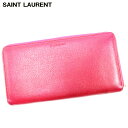【スプリングセール】サンローラン 長財布 ファスナー付き 長財布 ピンク レザー SAINT LAURENT 長サイフ サイフ 収納ブランド財布 ユニセックス 小物 【サンローラン】 T17242 【中古】(4)