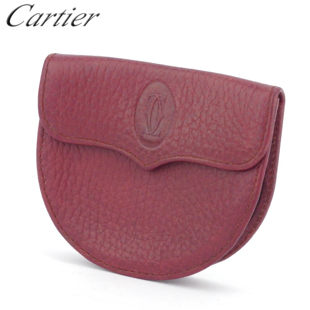 【スプリングセール30％OFF】カルティエ コインケース ケース 小銭入れ マストライン ボルドー レザー Cartier 【カルティエ】 t17436s 【中古】