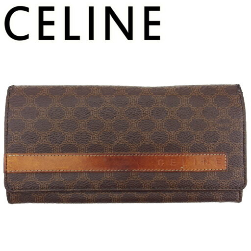 【スプリングセール】【中古】 セリーヌ がま口 財布 長財布 レディース マカダム ブラウン×ベージュ PVC×レザー CELINE P1057 【スプリングセール】【中古】 セリーヌ がま口 財布 長財布 レディース マカダム ブラウン×ベージュ PVC×レザー CELINE P1057