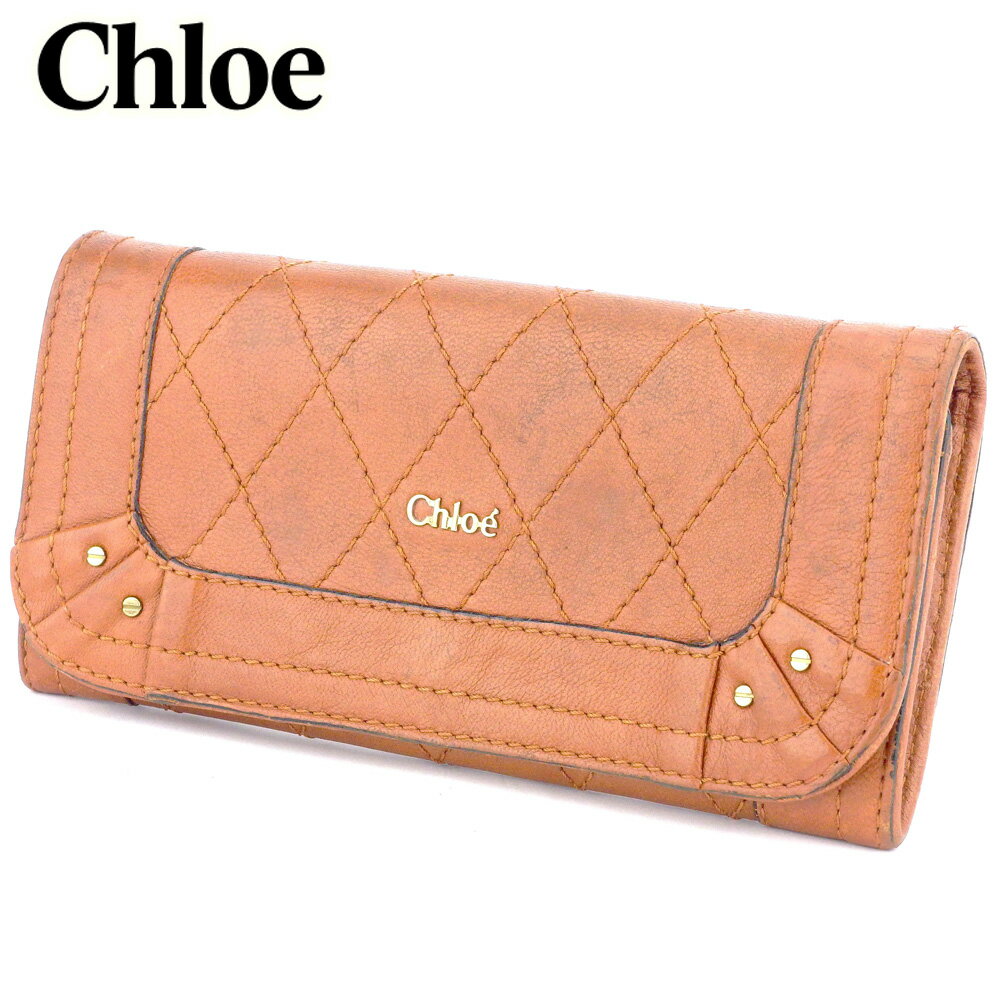 【スプリングセール30％OFF】クロエ 長財布 ファスナー付き 財布 パラティ ブラウン ゴールド レザー Chloe 【クロエ】 e1511s 【中古】