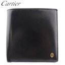 【スプリングセール30％OFF】カルティエ 二つ折り 財布 ミニ財布 メンズ パシャ ブラック ゴールド レザー Cartier 【カルティエ】 t17594s 【中古】