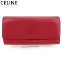【スプリングセール】セリーヌ 長財布 ファスナー付き 財布 レディース メンズ ロゴ レッド ゴールド レザー CELINE 【セリーヌ】 t17627s 【中古】(4)