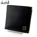 【春の大感謝祭 30％OFF】ダンヒル 二つ折り 財布 メンズ ロゴプレート ブラック ゴールド レザー dunhill 【ダンヒル】 t17784s 【中古】