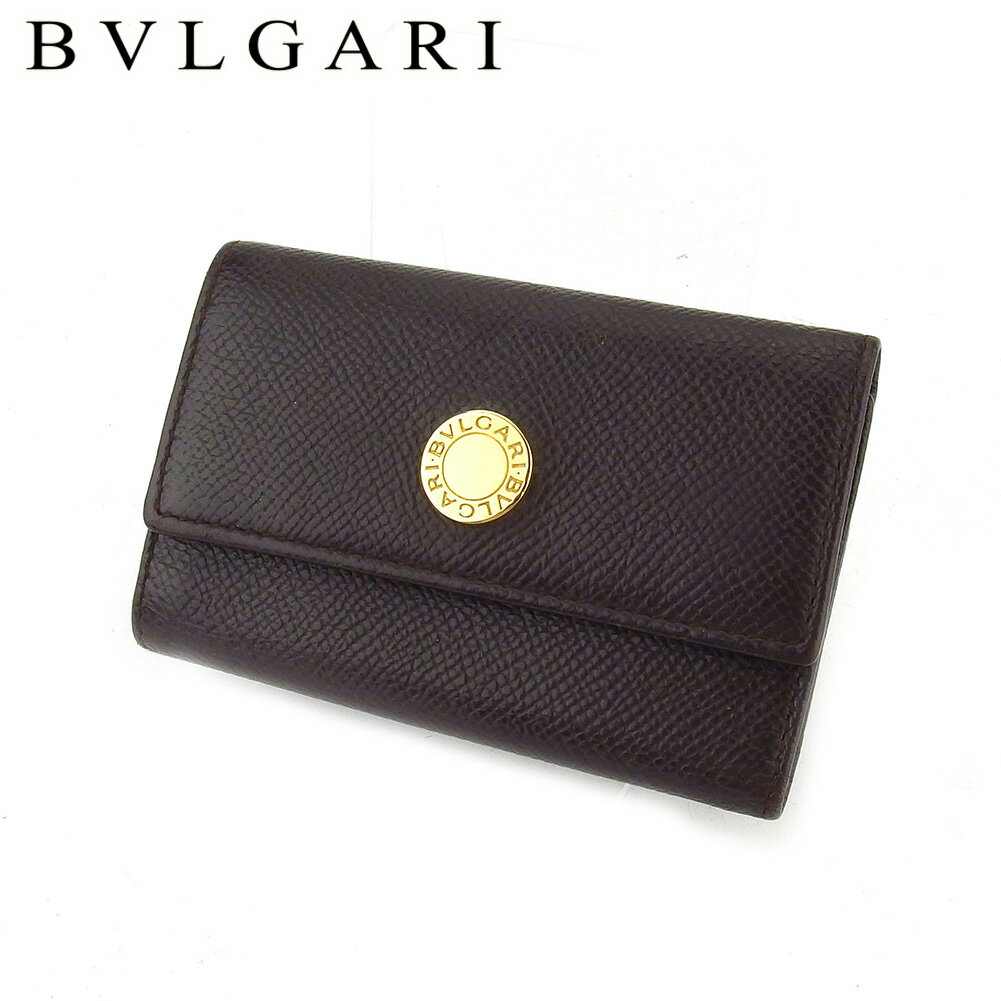 【スプリングセール30％OFF】ブルガリ キーケース 6連キーケース レディース メンズ ロゴボタン ブラウン ゴールド レザー BVLGARI 【ブルガリ】 T17811 【中古】