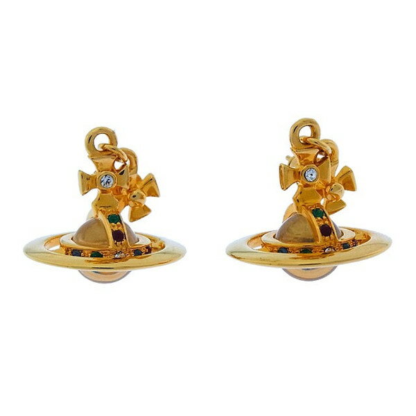 【スプリングセール30％OFF】ヴィヴィアン ウエストウッド Vivienne Westwood ピアス アクセサリー レディース ラインストーン付き ゴールド×クリア系 【ヴィヴィアン・ウエストウッド】 T13839 【中古】